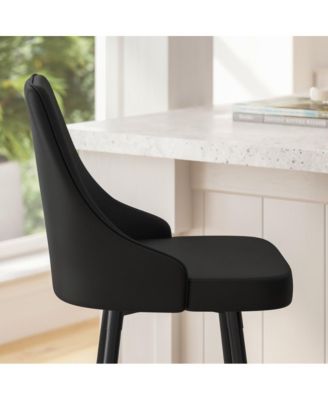 Petra Modern Upholstered Dining Stools With Chrome Accented Metal Frames And Footrests