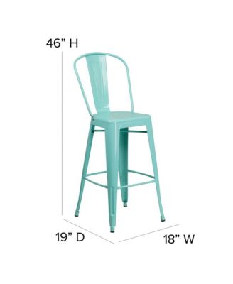Sabine Metal Indoor-Outdoor Barstool With Vertical Slat Back And Integrated Footrest