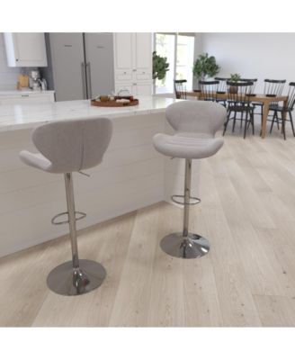 Quincy Adjustable Height Barstool Contemporary Bar Height Stool With Curved Back And Metal Base With Footrest