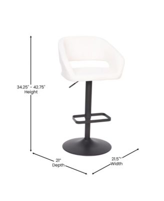 Shae Contemporary Upholstered Adjustable Height Barstool With Rounded, Cutout Mid-Back And Pedestal Base