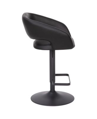 Shae Contemporary Upholstered Adjustable Height Barstool With Rounded, Cutout Mid-Back And Pedestal Base