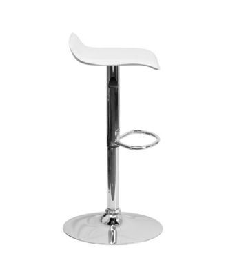 Solid Wave Seat Vinyl Adjustable Height Barstool With Chrome Base