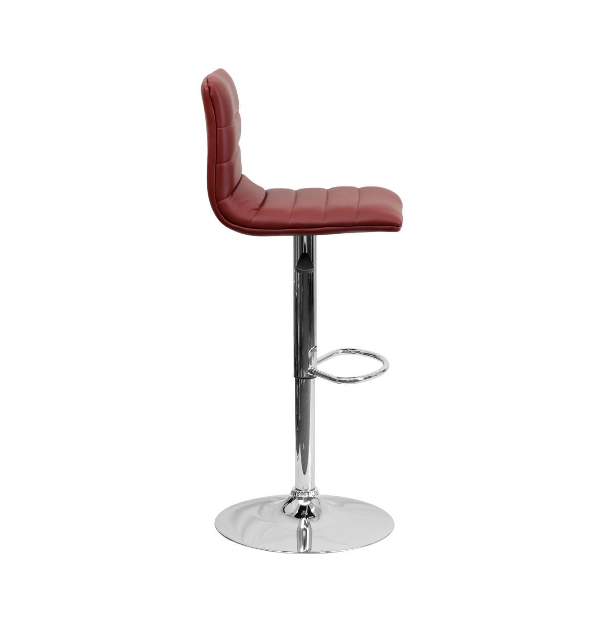 Coti Modern Channel Tufted Upholstered Height Adjustable Mid-Back Stool And Pedestal Base With Footrest