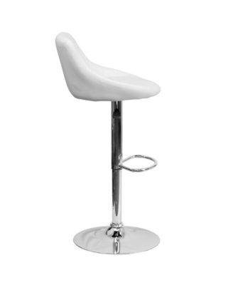 Bucket Seat Adjustable Height Barstool With Diamond Pattern Back