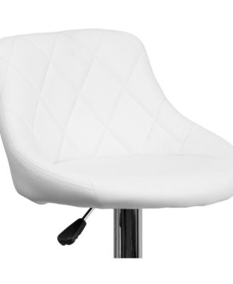 Bucket Seat Adjustable Height Barstool With Diamond Pattern Back