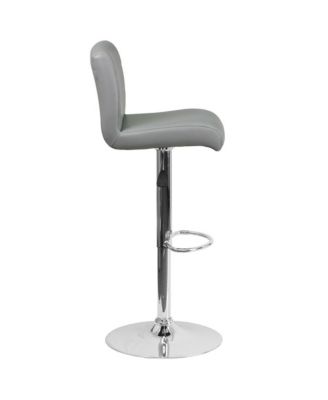 2 Pack Contemporary Vinyl Adjustable Height Barstool With Rolled Seat And Chrome Base
