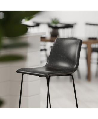 24 Inch Faux Counter Height Bucket Seat Stools, Set Of 2