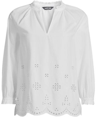 Women's Eyelet Split Neck Shirt