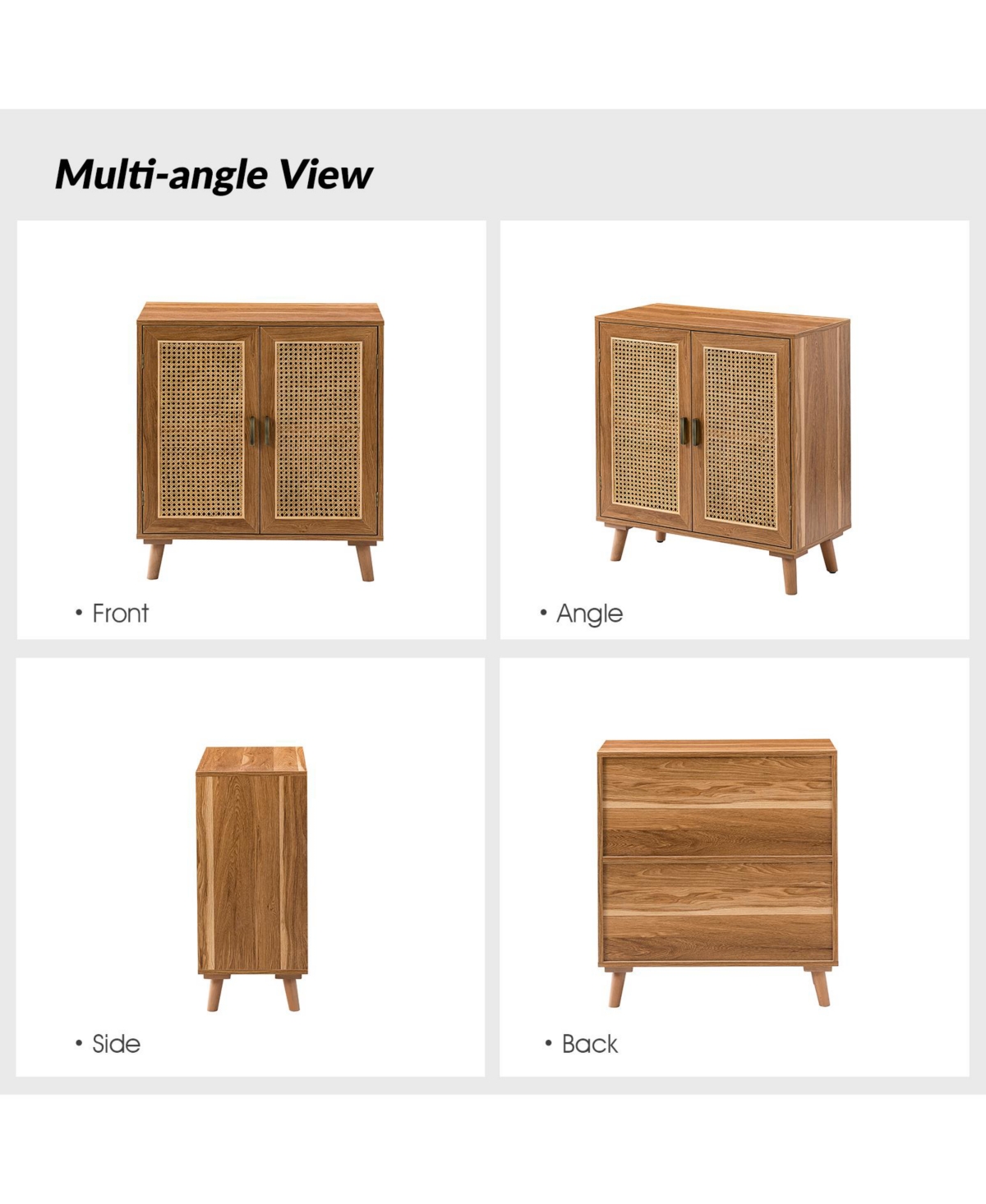 Hulala Home Accent Storage Rattan Cabinet Cupboard Console Table for Dining Room