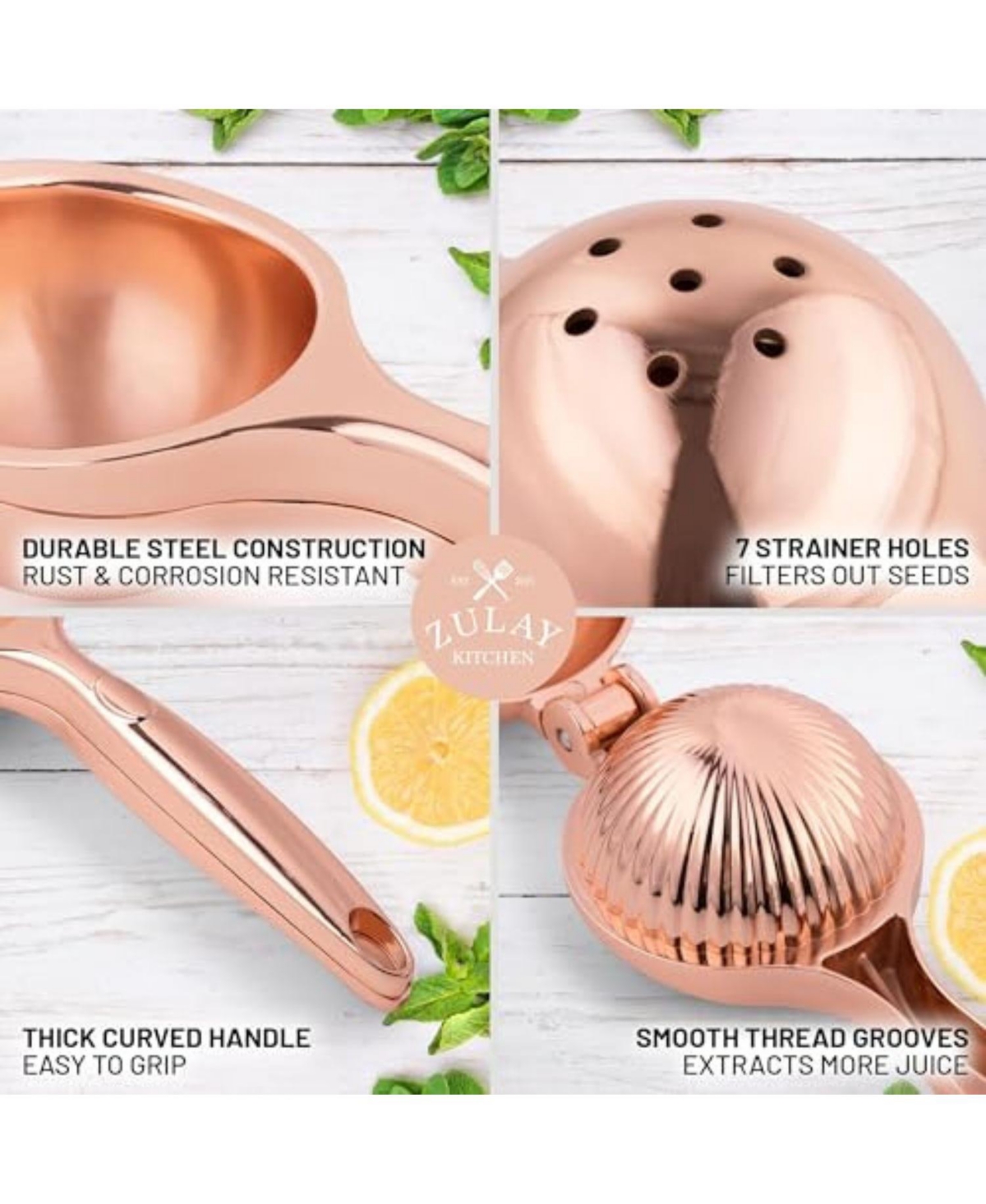 Zulay Kitchen Handheld Heavy Duty Citrus Juicer & Lemon Juicer With Curved Handle