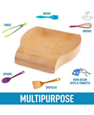 Wood Spoon Rest For Kitchen - Smooth Wooden Spoon Holder For Stovetop