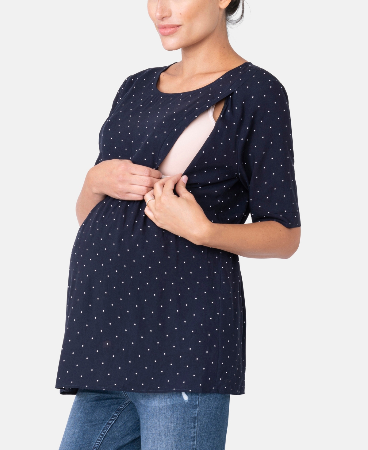 Seraphine Women'sBlue Dot Maternity Nursing Top - Navy