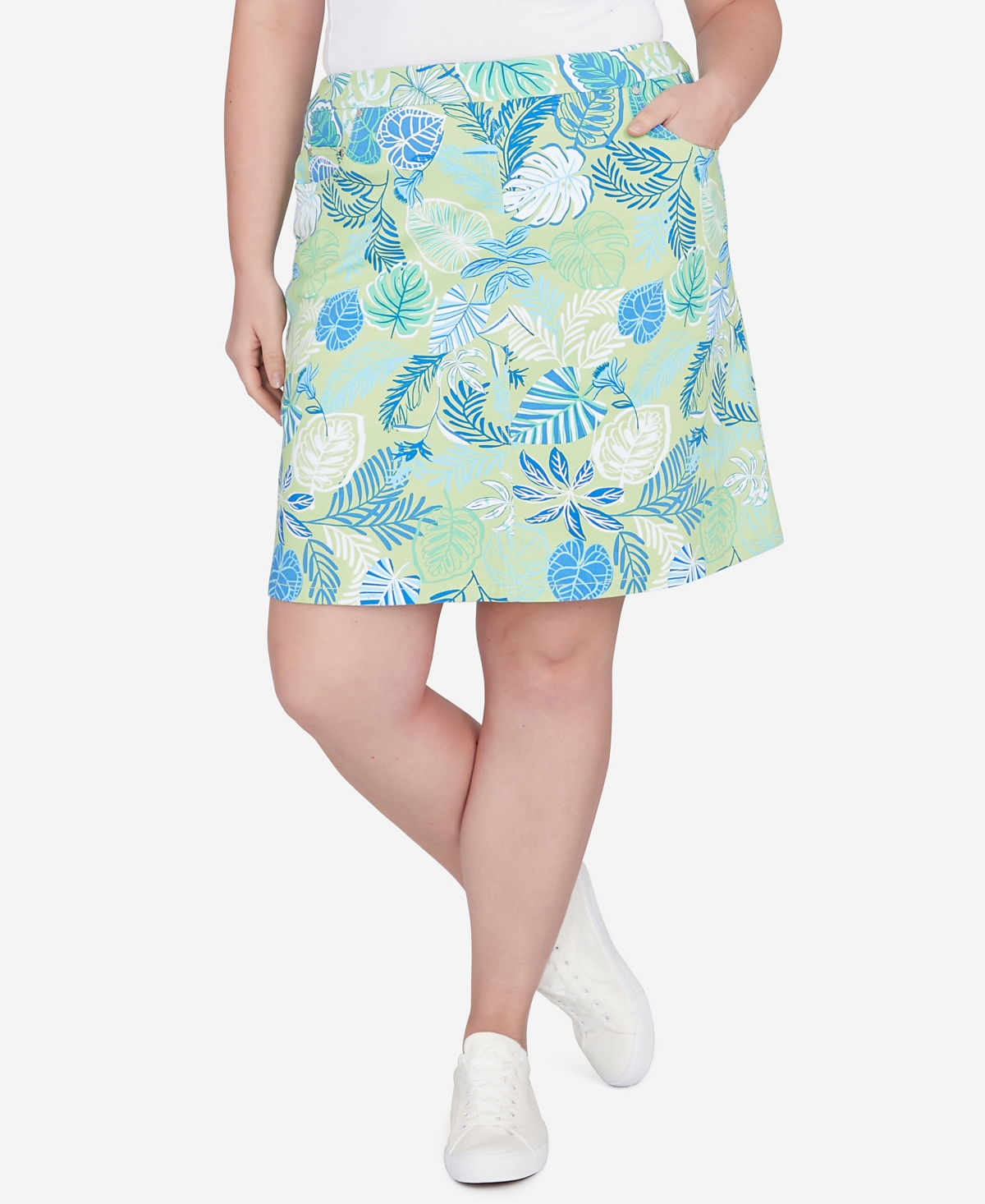 Shop Hearts Of Palm Plus Size Feeling The Lime Printed Skort In Lime Multi