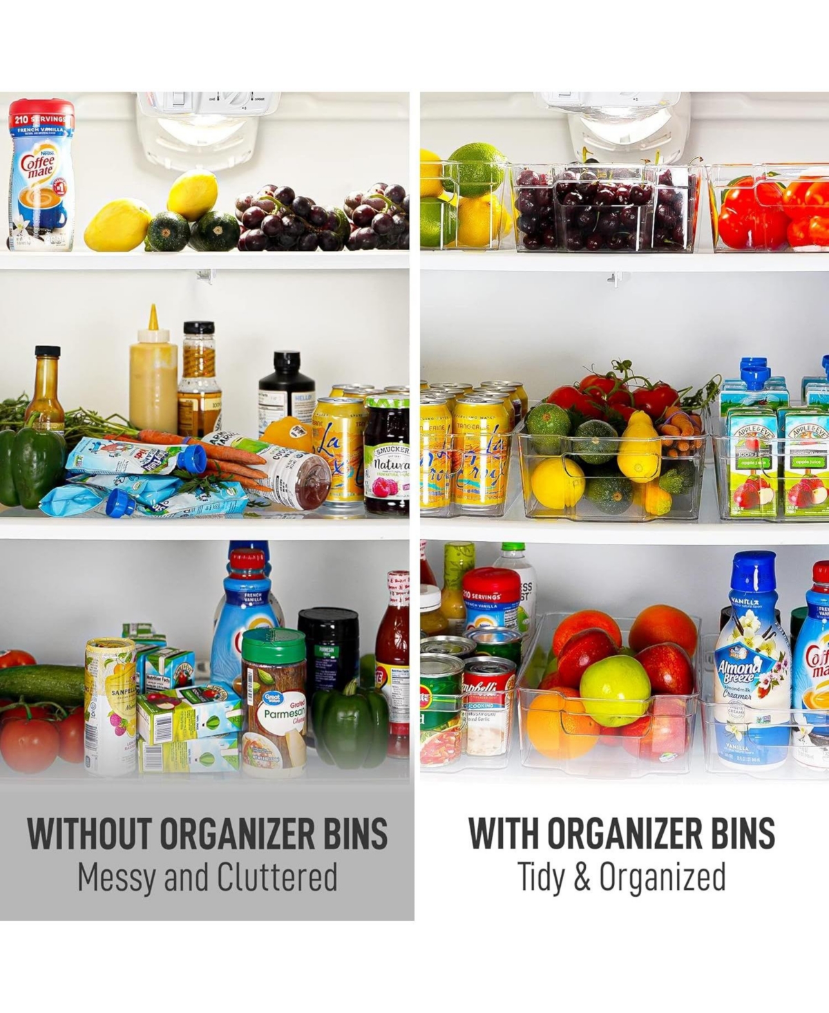 Zulay Kitchen 4 PackFridge Organizers and Storage - Clear