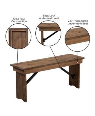 Antique Solid Pine Folding Farmhouse Style Bench