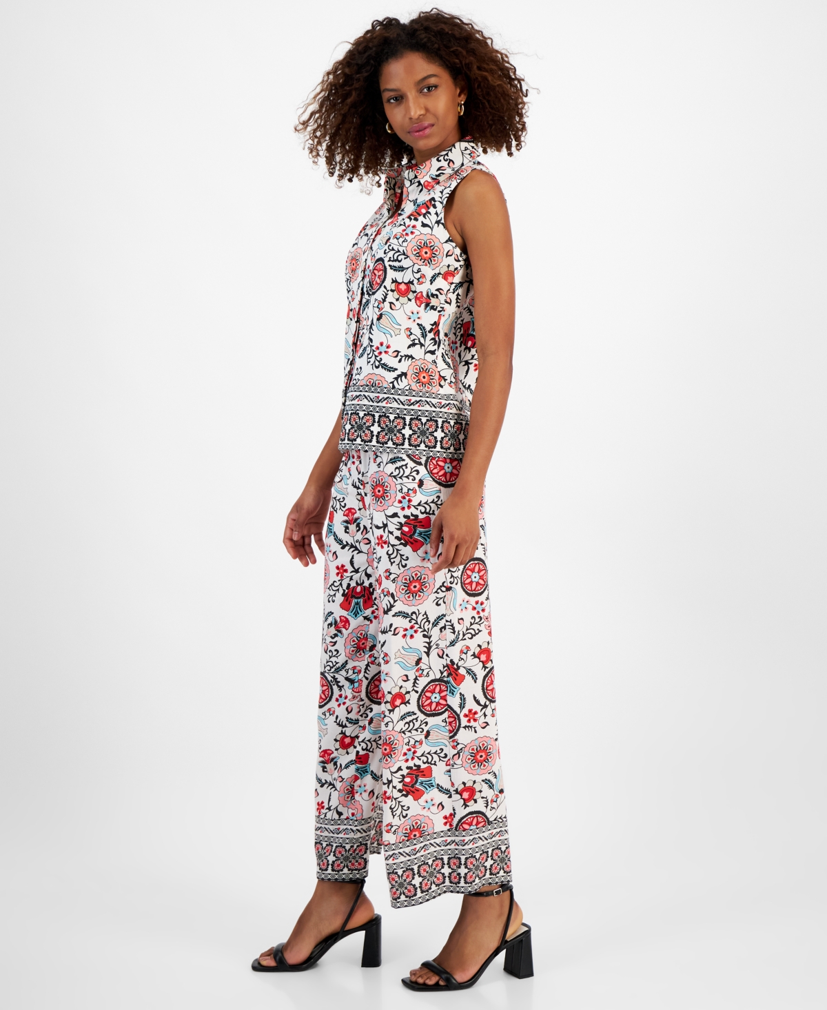 T Tahari Women's Printed Pull-On Wide-Leg Pants