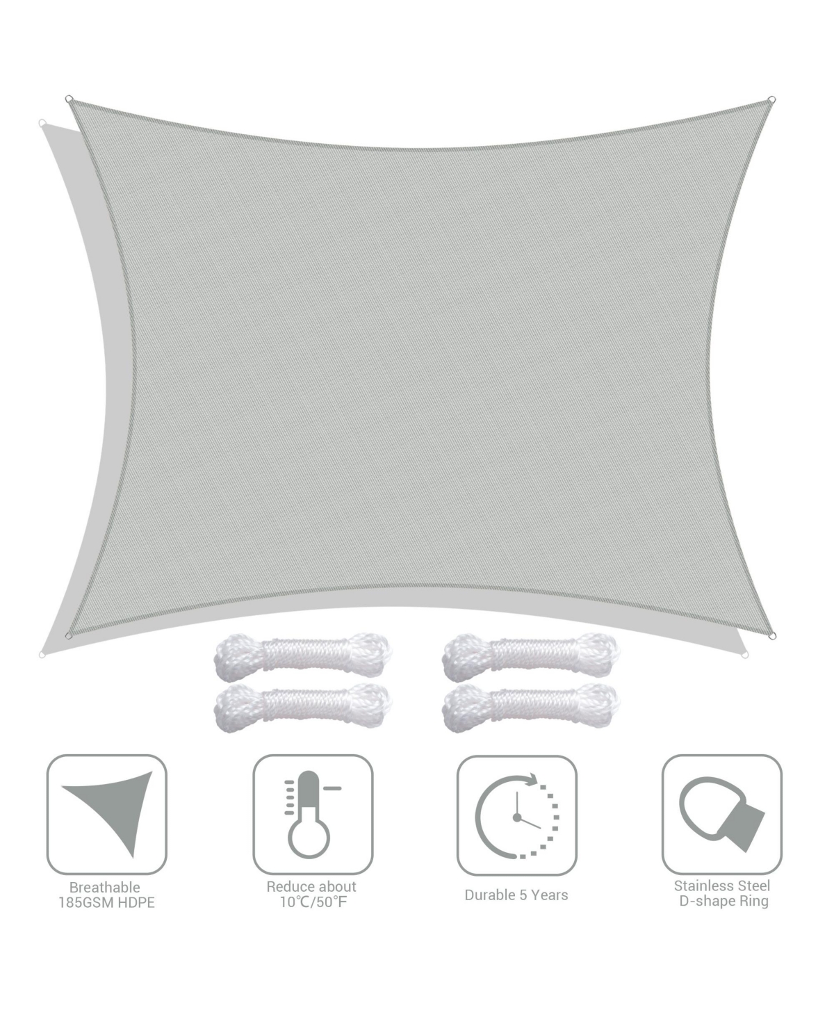 Yescom 13x10 Ft 97% Uv Block Rectangle Sun Shade Sail Hdpe Canopy Cover Net Patio