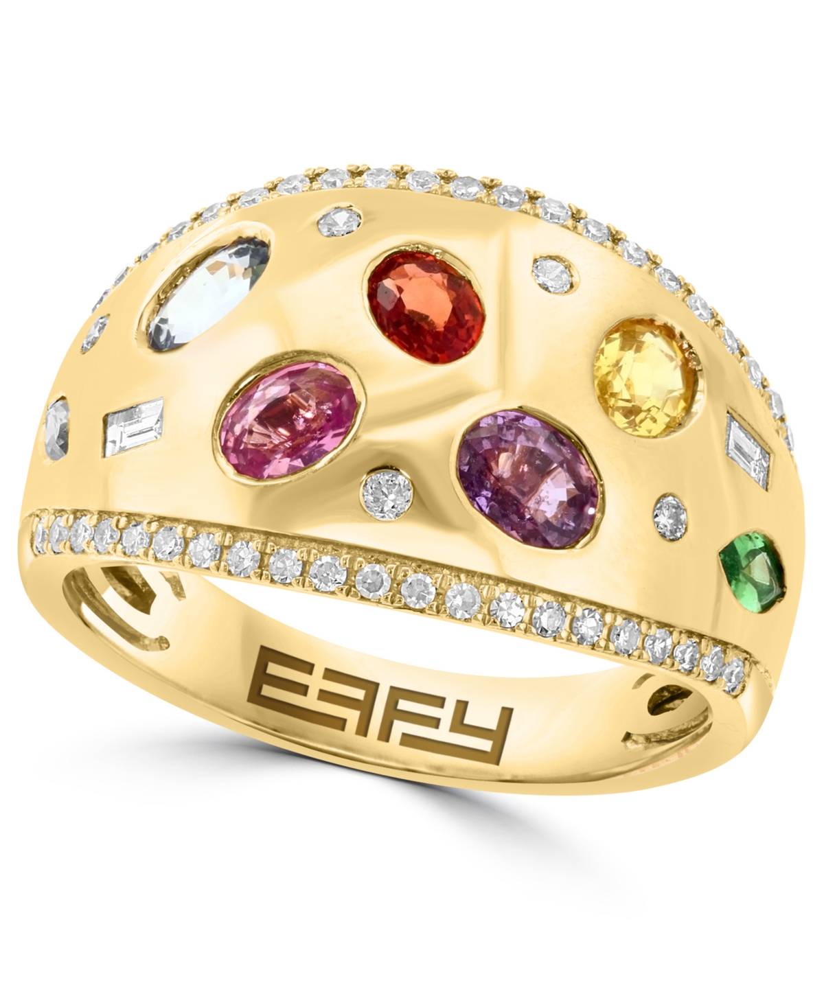 Effy Multi-Gemstone (1-1/8 ct. t.w.) & Diamond (1/3 ct. t.w.) Scattered Statement Ring in 14k Gold - Yellow Gol
