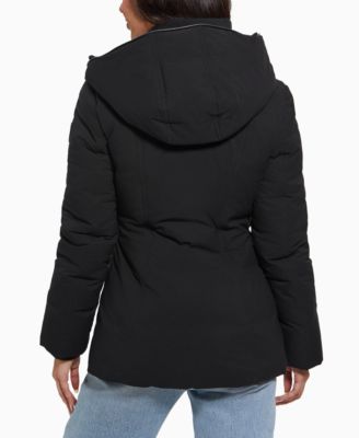 Women's Bibbed Shawl-Collar Hooded Puffer Coat