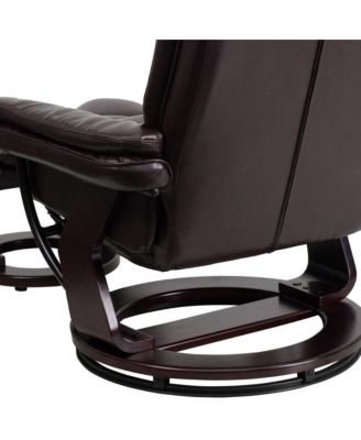 Multi-Position Recliner Ottoman Set Eucalyptus Wood Stitched Upholstery Swivel Base