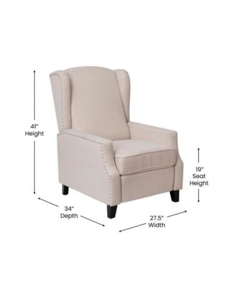 Mauro Contemporary Pushback Recliner With Accent Nail Trim-Wingback Manual Recliner