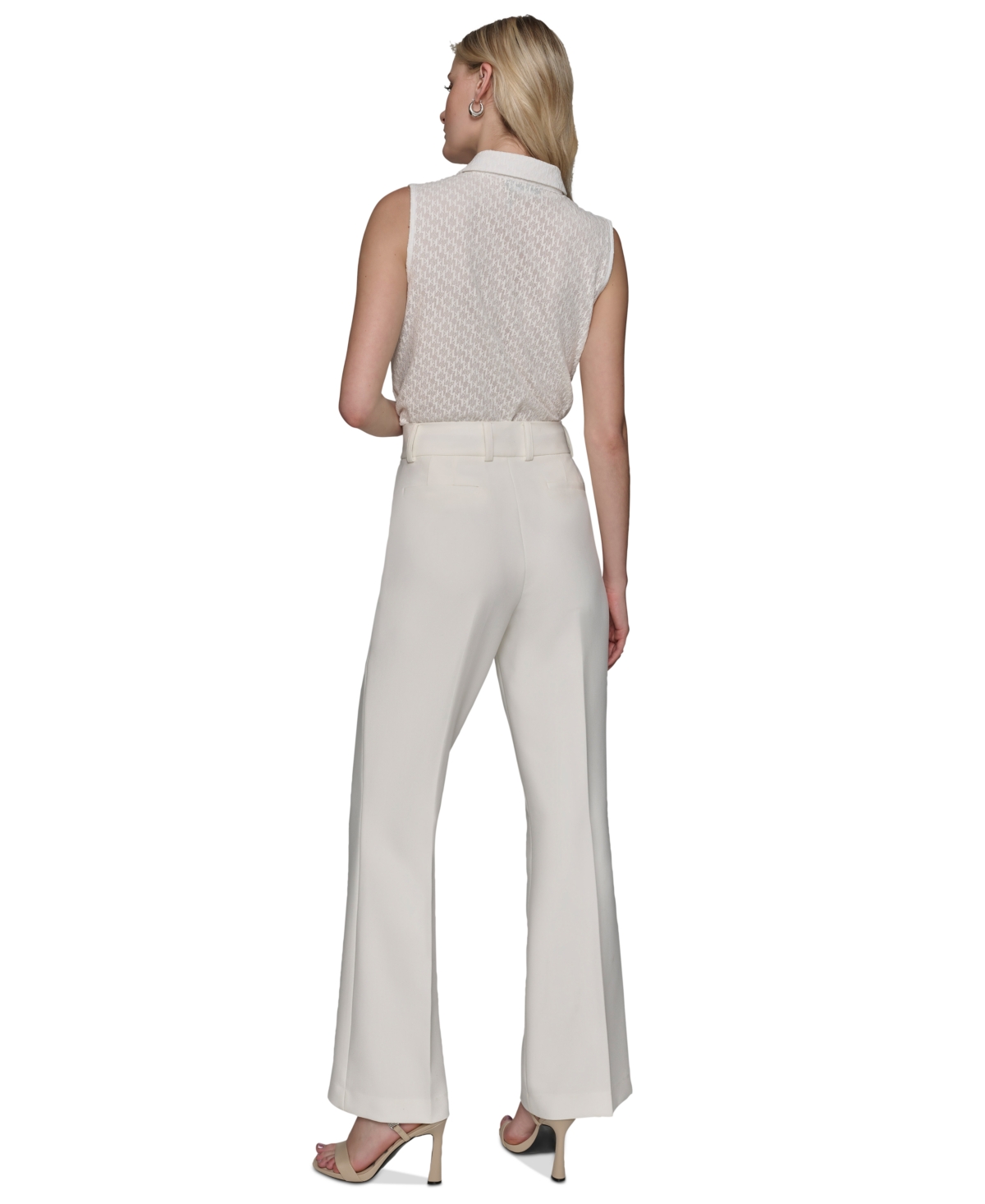Shop Karl Lagerfeld Women's Wide-leg Trousers In Soft White