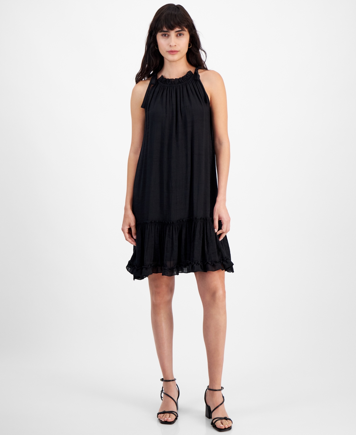 Robbie Bee Women's Ruffled A-line Dress In Black