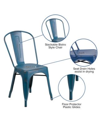 Banks Indoor/Outdoor Stacking Metal Dining Chair With Single Slat Back And Distressed Powder Coated Finish