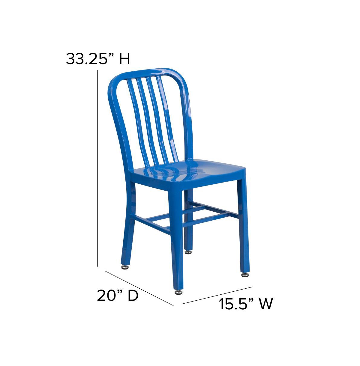 Merrick Lane Santorini Galvanized Steel Indoor/Outdoor Dining Chair With Slatted Back And Powder Coated Finish
