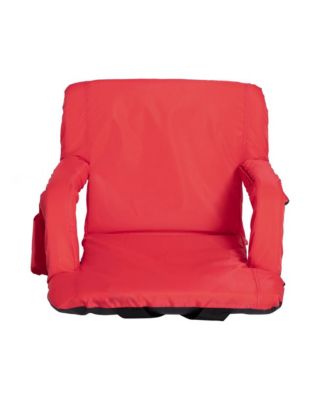 Portable Stadium Chair With Armrests, Reclining Padded Back & Seat, Lightweight Metal Frame & Backpack Straps, Storage Pockets
