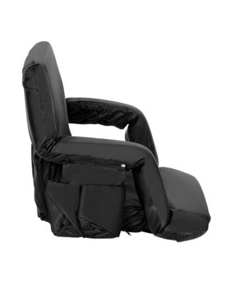 Set Of 2 Portable Stadium Chairs With Armrests, Reclining Padded Back & Seat, Lightweight Metal Frame & Backpack Straps, Storage Pockets