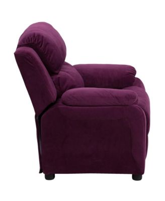 Deluxe Vinyl Padded Contemporary Kids Recliner With Storage Arms