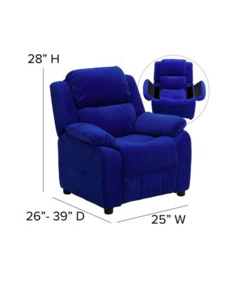 Deluxe Vinyl Padded Contemporary Kids Recliner With Storage Arms