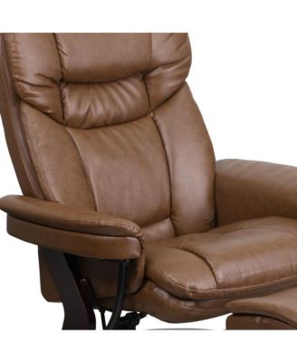 Multi-Position Recliner Chair & Curved Ottoman with Swivel Wood Base