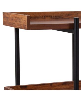 1 Pc, 35"H Metal Frame Raised Border 3-Tier Industrial Shelving Unit