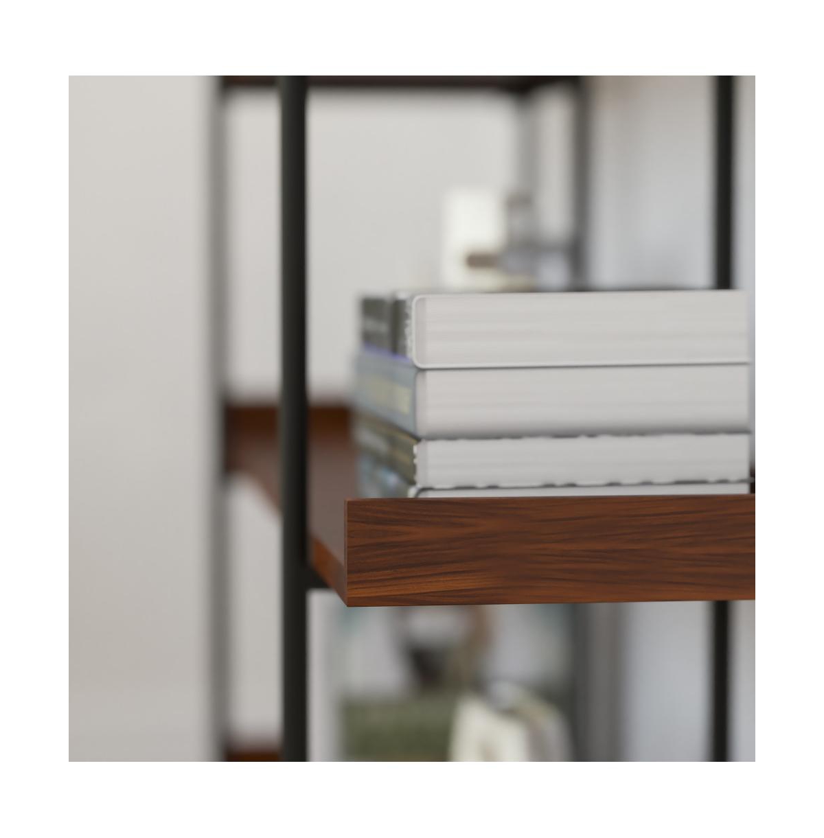Merrick Lane Madison Industrial Style 3 Tiered Shelving Unit With Metal Frame And Raised Border - 35