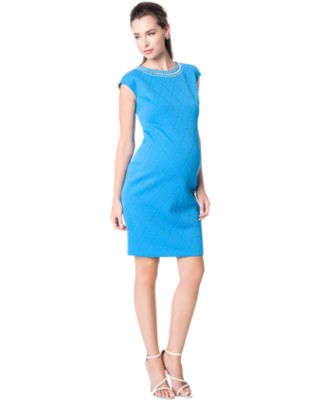 Donna Morgan - Maternity Jersey-Knit Jewel-Detail Dress