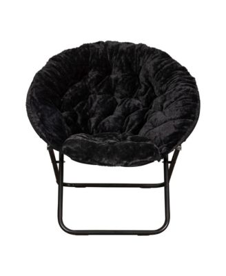 1 Count With Cozy Faux Fur Cushion And Metal Frame For Dorms, Bedrooms, Apartments And More - Ersa Oversize Folding Saucer Chair