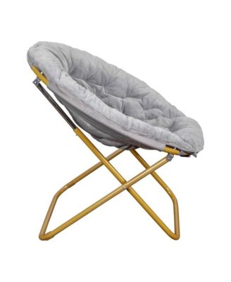1 Count With Cozy Faux Fur Cushion And Metal Frame For Dorms, Bedrooms, Apartments And More - Ersa Oversize Folding Saucer Chair