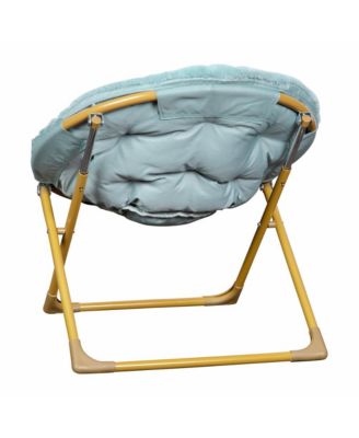 Io Kid'S Folding Saucer Chair With Cozy Faux Fur Upholstery And Metal Frame For Playroom, Bedrooms, Nursery And More