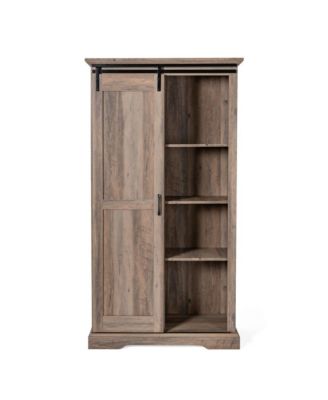 Finnoula Farmhouse Storage Cabinet, Semi-Open Storage With Sliding Barn Door
