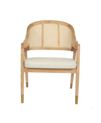 Bronson Cane Rattan Padded Accent Or Dining Chair With Metallic Accented Legs