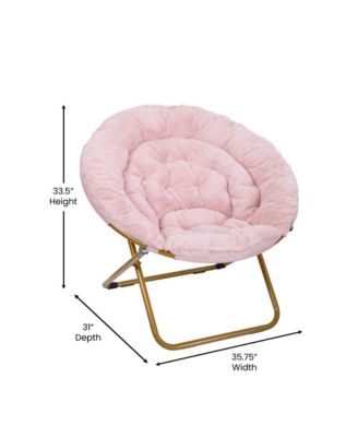 1 Count With Cozy Faux Fur Cushion And Metal Frame For Dorms, Bedrooms, Apartments And More - Ersa Oversize Folding Saucer Chair