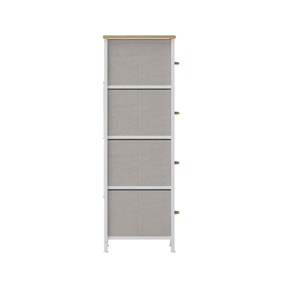 Marley 4 Drawer Storage Dresser With Cast Iron Frame, Wood Top And Easy Pull Fabric Drawers With Wooden Handles -white frame
