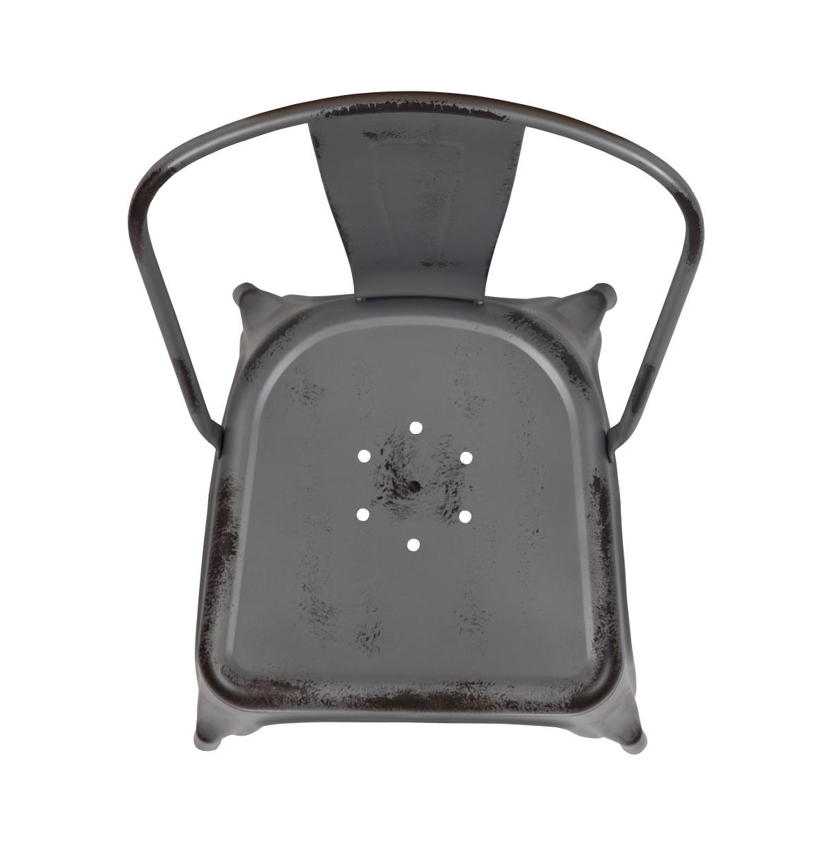 Merrick Lane Banks Indoor/Outdoor Stacking Metal Dining Chair With Single Slat Back And Distressed Powder Coated Finish