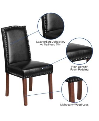 Hollowell Parsons Chair Plush Dining Chair With Accent Nail Trim And Wooden Legs