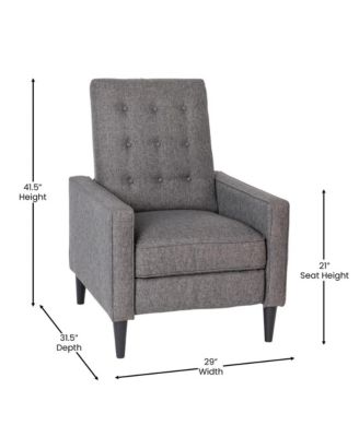 One Pack Tufted Upholstery Darcy Mid-Century Modern Ergonomic Push Back Recliner Chair