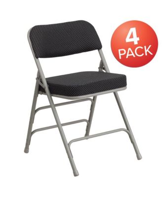 4 Pack Premium Curved Triple Braced & Hinged Fabric Upholstered Metal Folding Chair