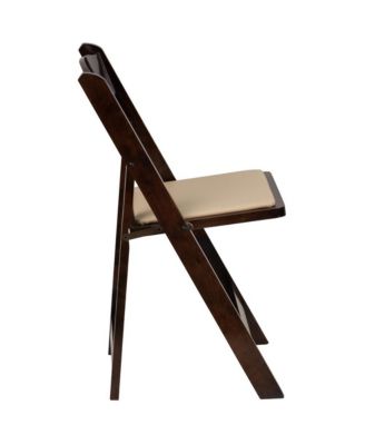 2 Pack Wedding Party Event Wood Folding Chair With Vinyl Padded Seat