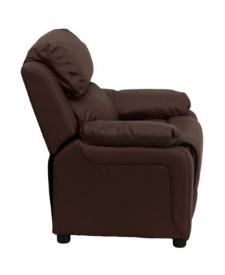 Deluxe Vinyl Padded Contemporary Kids Recliner With Storage Arms